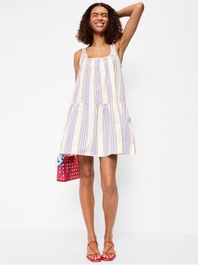Old Navy Cream Striped Sundress with Blue and Red Stripes